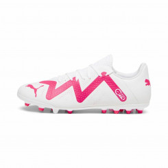 Adult Soccer Boots Puma Future Play MG White Fuchsia Pink