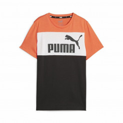 Kids Short Sleeve T-Shirt Puma Ess Block Black Orange