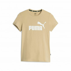 Женская бежевая футболка с коротким рукавом с логотипом Puma Ess