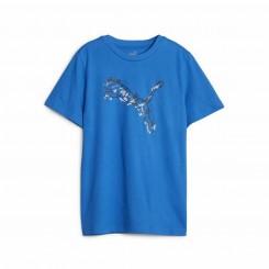 Kids Short Sleeve T-Shirt Puma Active Sports Graphic Blue