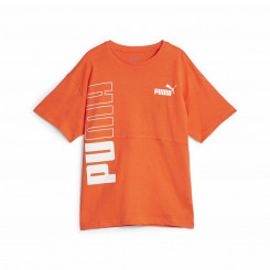 Детская футболка с короткими рукавами Puma Power Colorblock Темно-оранжевая