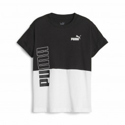 Kids Short Sleeve T-Shirt Puma Power Colorblock White Black