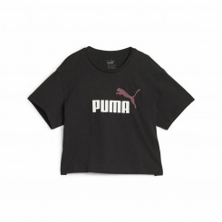 Children's Short Sleeve T-Shirt Puma Girls Logo Cropped Black