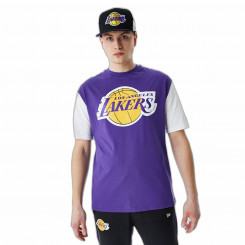 Мужская футболка New Era NBA с цветной вставкой LA Lakers фиолетового цвета с коротким рукавом