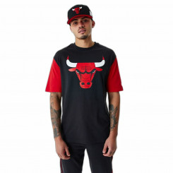 Мужская черная футболка с короткими рукавами New Era NBA Chicago Bulls с цветной вставкой
