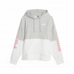 Sweatshirt with hood, Women's Puma Power Colorblock White Gray