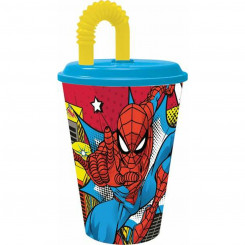 Glass Spider-Man Arachnid Grid with straw 430 ml