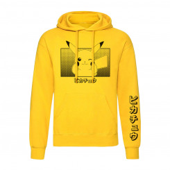 Men's and Women's Pokémon Pikachu Katakana Yellow Hoodie Sweatshirt