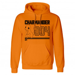 Men's and Women's Pokémon Charmander Line Art Hoodie Orange