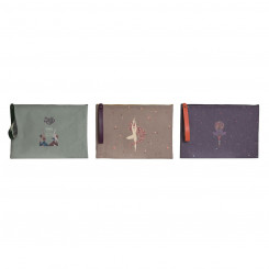 Bag DKD Home Decor Brown Green Burgundy Fabric Yoga 31 x 1 x 21 cm (3 Units)