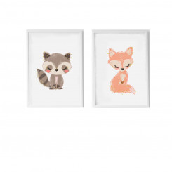 Set of 2 paintings Crochetts 33 x 43 x 2 cm Squirrel Fox 2 Pieces, parts