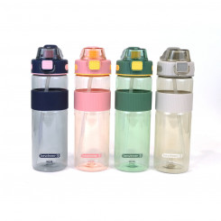 Bottle with Lid and Straw Bewinner Multicolor Transparent 900 ml