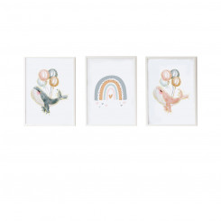 Set of 3 paintings Crochetts 33 x 43 x 2 cm Rainbow Whale 3 Pieces, parts
