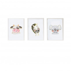 Set of 3 paintings Crochetts 33 x 43 x 2 cm Zebra Cow Koala 3 Pieces, parts