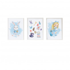 Набор из 3 картин Вязаные крючком Алиса 33 х 43 х 2 см Кролик Шляпка Девушка 3 шт., детали