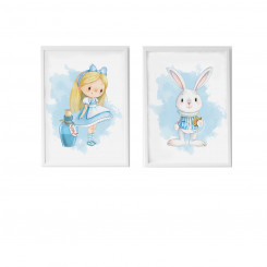 Set of 2 paintings Crochetts Alice 33 x 43 x 2 cm Rabbit 2 Pieces, parts