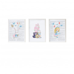3 maali komplekt Crochetts Alice 33 x 43 x 2 cm Jänes Kwiaty Tüdruk 3 Tükid, osad