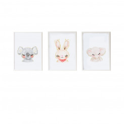 Set of 3 paintings Crochetts 33 x 43 x 2 cm Elephant Koala Rabbit 3 Pieces, parts
