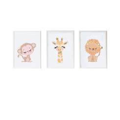 Set of 3 paintings Crochetts 33 x 43 x 2 cm Giraffe Lion Monkey 3 Pieces, parts