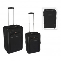 Suitcase Travel Set Black Polyester (2 Pieces)