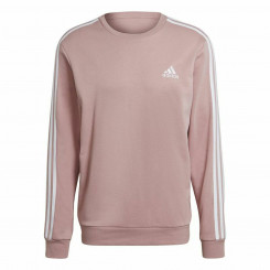 Men’s Sweatshirt without Hood Adidas Essentials French Terry 3 Stripes Pink