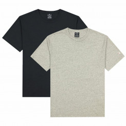 Men’s Short Sleeve T-Shirt Champion Crew-Neck Black 2 Pieces Light grey