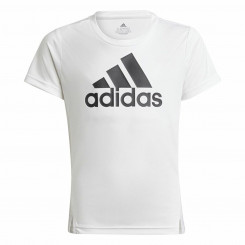 Laste lühikeste varrukatega T-särk Adidas, mis on mõeldud liikuma valgeks