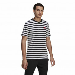 Футболка Essentials Stripey Adidas с вышитым логотипом, черная