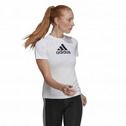 Naiste lühikeste varrukatega T-särk Adidas Primeblue D2M Logo Sport valge