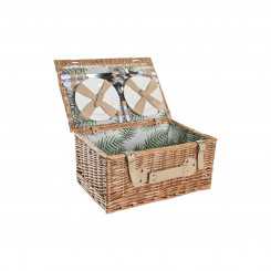 Basket DKD Home Decor Picnic Natural Green wicker (44 x 30 x 22 cm)