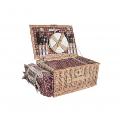 Basket DKD Home Decor Picnic Naturaalne punane vits (44 x 30 x 22 cm)