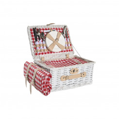 Basket DKD Home Decor Picnic Punane Valge vits (40 x 28 x 20 cm)