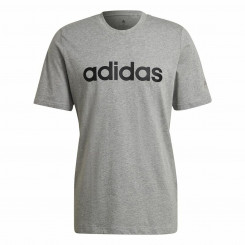 Meeste lühikeste varrukatega T-särk Adidase tikitud lineaarse logoga hall