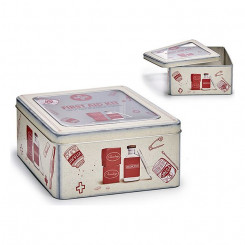 Box with cover Cream Plastic Tin