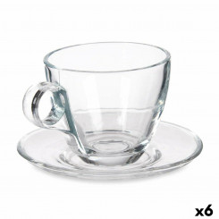 Чашка с тарелкой прозрачное стекло 170 мл (6 шт.)