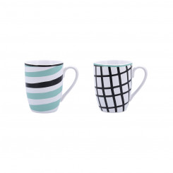 Cup Bidasoa Zigzag Multicolour Ceramic 2 Pieces 330 ml