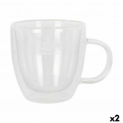 Set of mugs Santa Clara Thermal 150 ml Borosilicate glass 2 Pieces, parts (2 Units)