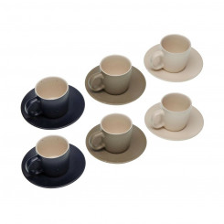 Set of 6 Teacups and Saucers Versa Tashi Ceramics