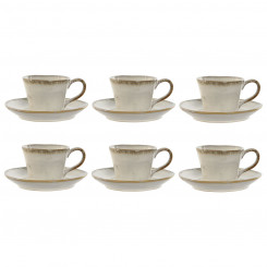 Set: Six Cups and Plates Home ESPRIT White Ceramic 90 ml