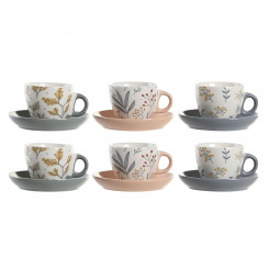 Set of mugs with saucers DKD Home Decor Porcelain Multicolor 90 ml
