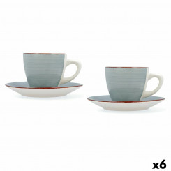 Set of mugs with saucers Quid Vita Morning Blue Ceramic (4 Pieces, parts) (6 Units)