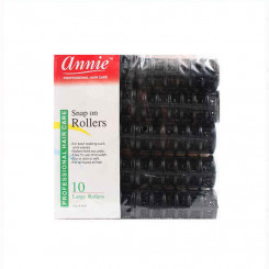 Hair rollers Annie Large Black (10 uds)