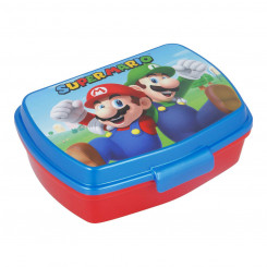 Коробка для сэндвичей Super Mario, пластиковая, красная, синяя (17 x 5,6 x 13,3 см)