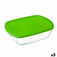 Ristkülikukujuline kaanega lõunakarp Pyrex Cook&store Px Green 2,5 L 28 x 20 x 8 cm klaassilikoon (5 ühikut)