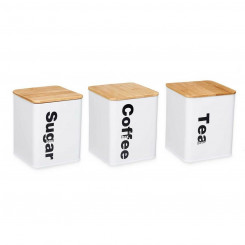 Tubs 3 Pieces White Natural Metal Bamboo 1,5 ml