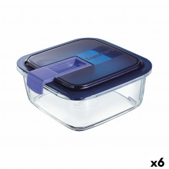 Hermeetiline lõunakarp Luminarc Easy Box sinine klaas (6 ühikut) (1,22 L)