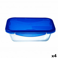 Hermetic Lunch Box Pyrex Cook&go 30 x 23 cm 3,3 L Rectangular Blue Glass (4 Units)