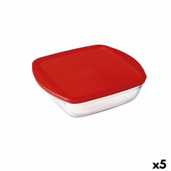 Квадратный ланч-бокс с крышкой Ô Cuisine Cook&store Ocu Красный 25 x 22 x 7 см 2,2 л Стеклянный силикон (5 шт.)