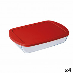 Rectangular Lunchbox with Lid Ô Cuisine Cook&store Ocu Transparent Glass Silicone 4,5 L (4 Units)