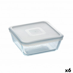 Square Lunch Box with Lid Pyrex Cook&freeze 850 ml 14 x 14 cm Transparent Glass Silicone (6 Units)